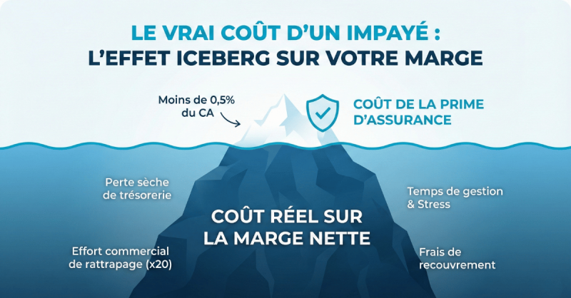 Iceberg illustrant le vrai cout d'une assurance crédit