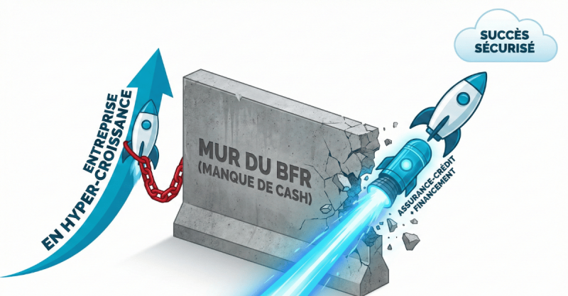 Schéma illustrant le mur de bfr qui peut être brisé grâce à l'assurance crédit