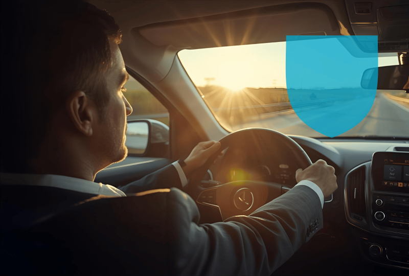 Commercial dans sa voiture assuré