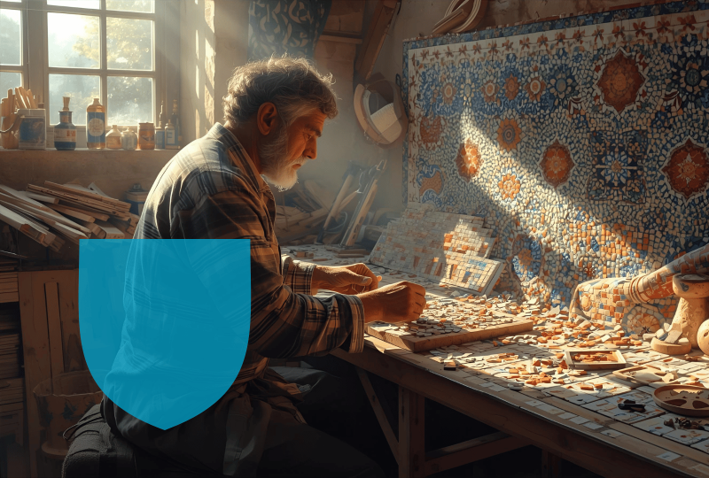 Carreleur-MosaÏste dans son atelier