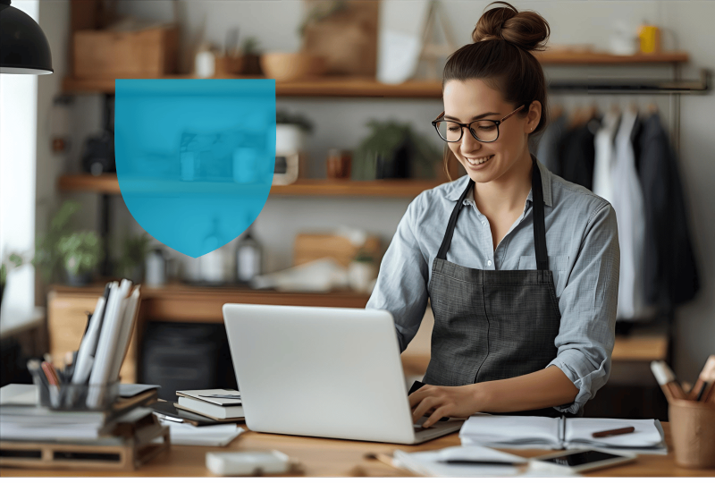 Professionnelle dans une boutique protégé par assurance perte d'exploitation