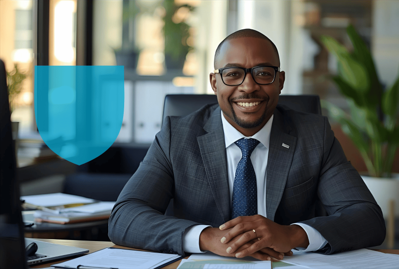 Chef d'entreprise dans son bureau bien assuré