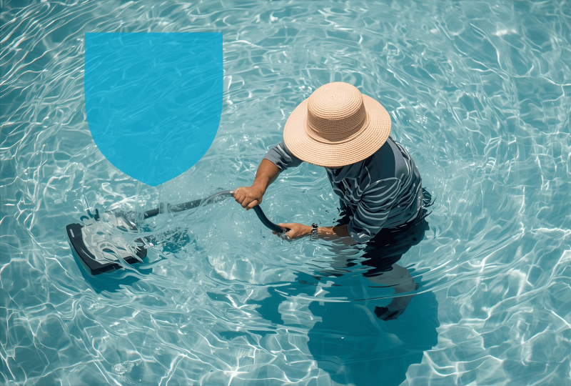 Pisciniste à l'action