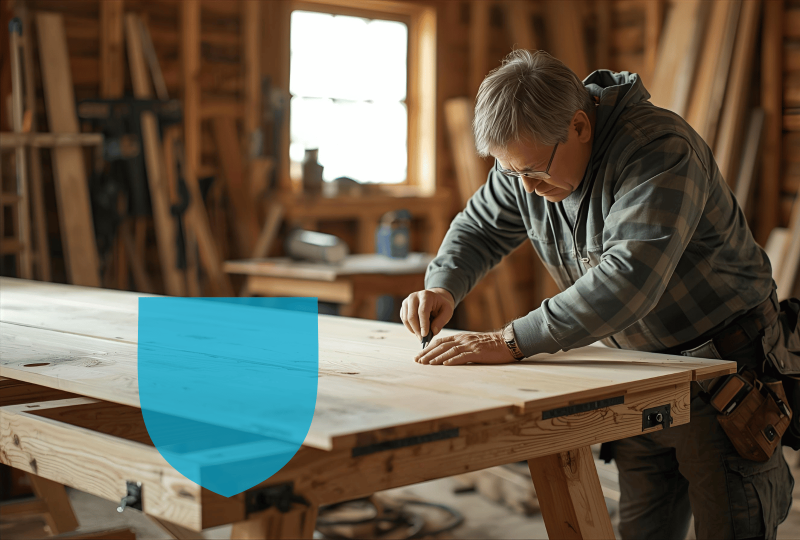 Menuisier au travail sous MRP