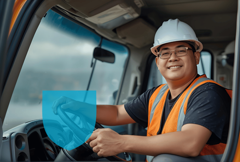 Artisan du btp dans son véhicule bien assuré