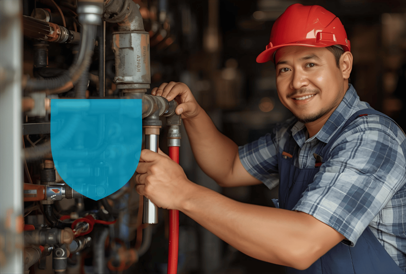 Plombier au travail pour sa RC pro