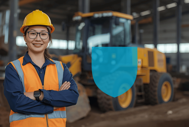 Terrassière sur son lieu de travail