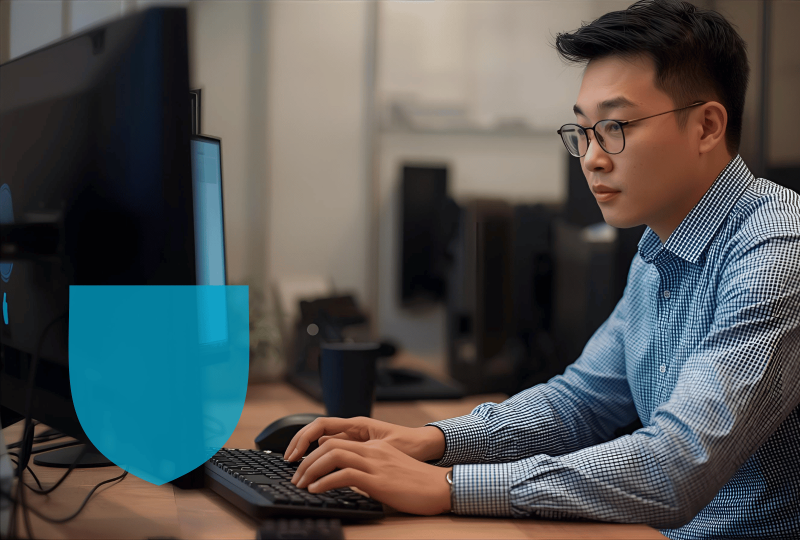 Professionnel devant son ordinateur