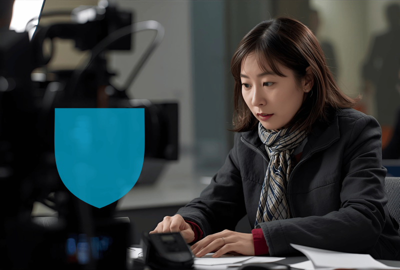 Journaliste au travail avec sa RC