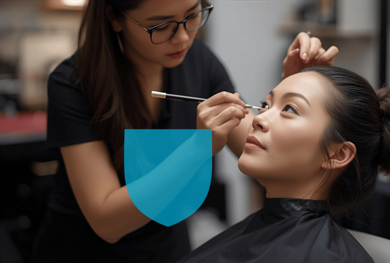 Esthéticienne au travail dans son local avec RC