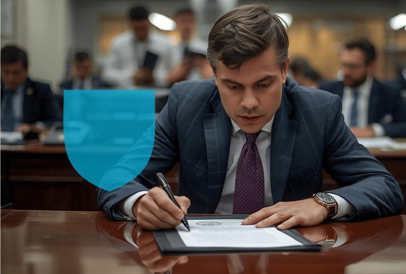 Notaire au travail avec une RC professionnelle