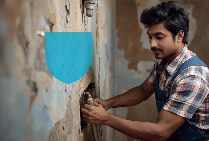 Plombier au travail avec son assurance MRP