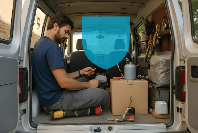 Assurance artisan dans son fourgon professionnel